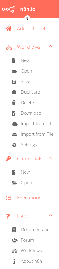 Editor UI left-side menu
