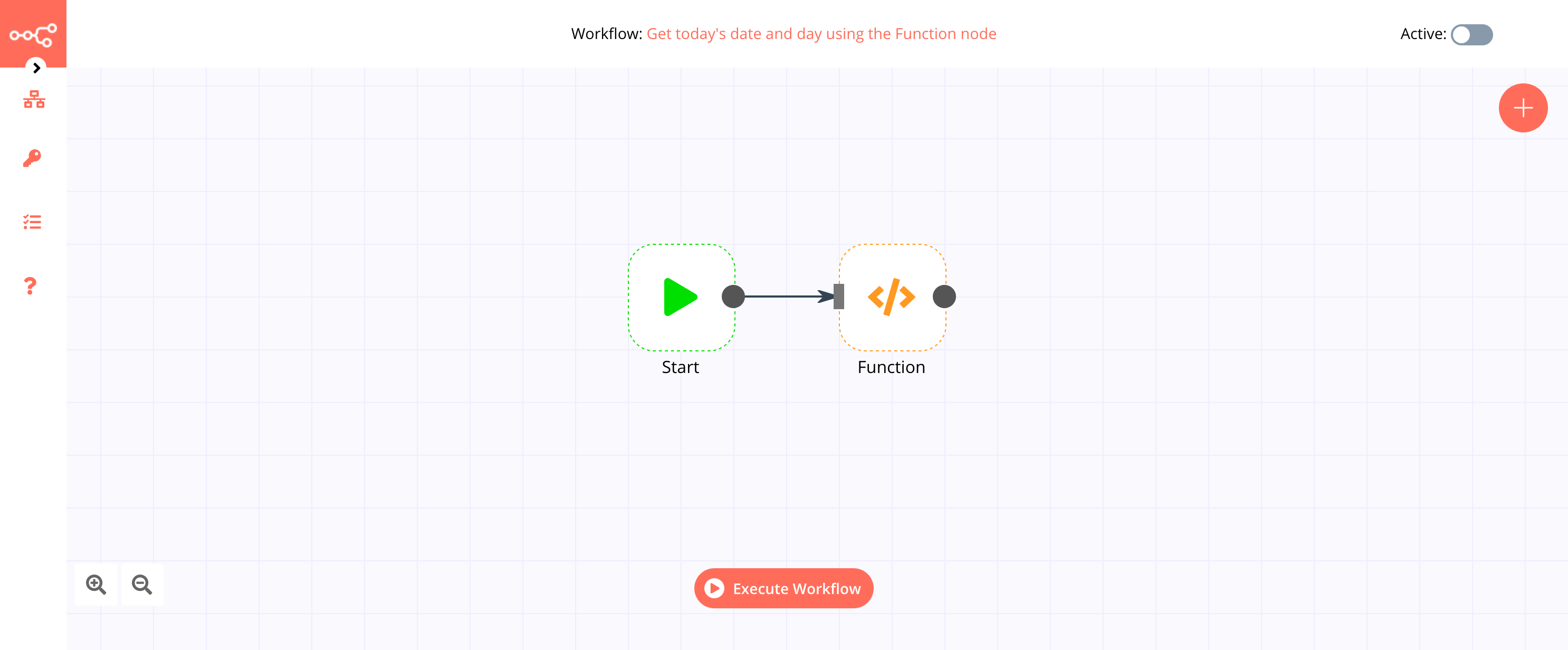 A workflow with the Function node